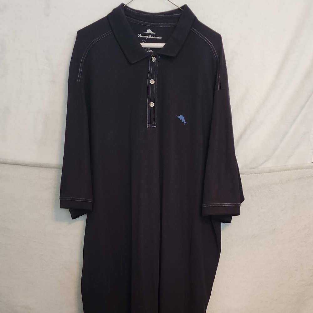 Tommy Bahama Black Polo with Blue Logo